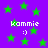 Purple background with green stars and repeated text 'kammie :)' in white pixelated font.