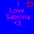 Blue background with pink text reading "I Love Sabrina <3" and a red pixelated heart symbol above the text.