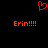 Red pixelated heart symbol above two identical orange text lines reading 'Erin!!!!' on black background.
