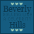 A 5x5 contact sheet of animated frames showing the text "Beverly Hills" and "Rolling Like a Celebrity" gradually forming on a blue background with light blue stars.
