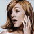 A pixelated contact sheet showing two frames of an animated icon featuring a woman with long brown hair on the left and green text reading "Original Icons .com" on the right against a dark background.