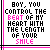 Pixelated text reads "BOY YOU CONTROL THE BEAT OF MY HEART WITH THE LENGTH OF YOUR SMILE" in black and pink on white background with thin pink border.
