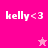Pixelated text 'kelly<3' on pink backgrounds with a star symbol in two positions.