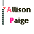nine pixelated buddy icons displaying 'Allison' and 'Paige' text with color variations, each icon featuring a vertical chain-like graphic on the left