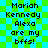 Pixelated text on a green and blue checkered background reads 'Mariah Kennedy Alexa are my bffs!' in two identical vertical