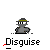 Pixelated character in gray uniform with green-trimmed hat, multiple states showing text changes and small props.