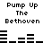 Black and white pixelated text and bar graph elements arranged in a pattern with repeated phrases and varying bar heights
