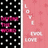 A static buddy icon split into two vertical sections: left side has black background with white squares and pink text; right side has pink background with white text.