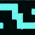 Pixelated geometric shapes in cyan, white, and purple on dark backgrounds with a gray