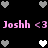 Pixelated icon with pink text "Joshh <3" repeated twice on black background, surrounded by gray and white heart symbols in a pattern