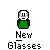 Animated contact sheet of 17 pixel art frames showing a green-shirted character with white face and blue glasses performing various actions including speech bubbles, object interactions, and pose changes.