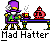 Animated contact sheet of a pixel art Mad Hatter character performing actions at a table with steaming cups and red teapots, displayed in 4x3 grid layout on gray background.