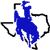 Blue horse silhouette with white accents inside a black-outlined star shape on white background
