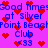 Pixelated blue text on a purple background with red heart symbols scattered throughout, repeating phrases and emoticons.