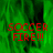 Green background with red text reading "SOCCER FIRE!!!" in pixelated font, displayed across four showing sequential animation frames