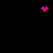 Pixelated pink heart and scattered square particles on black background, with one central cluster of squares.