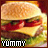 nine identical cheeseburger images with 'YUMMY' text below each, displayed in a layout