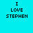 six identical pixelated text displaying "I LOVE STEPHEN" on a cyan background with green rectangular overlays