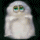 A white owl-like creature with green eyes appears in , showing changing eye expressions and partial text overlays