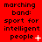 Red background with black text reading "marching band: sport for intelligent people" and a white plus sign that changes to an X, then dots, then disappears.