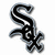 A pixelated black-and-white icon featuring a stylized 'S' logo on the left and text reading "LETZ GO WHITE SOX!" in blocky letters on the right.