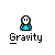 Pixelated character with cyan torso and white head, multiple speech bubbles display text like WHAT GOES UP MUST COME DOWN OK... HM over gray background.