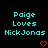 Pixelated cyan text on black background reads "Poige Loves NickJons" with red pixel heart below, two identical side-by-side versions of the same design.