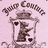 Pixelated image with pink background and green text, featuring a grayscale card design with 'The Card' text above it.