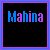 Six identical pixel art frames showing the name "Mahina" in alternating blue and purple colors within a black square bordered by cyan and magenta lines.