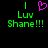 Green pixelated text 'I Luv Shane!!!' with a pink heart symbol on black background, two identical frames side-by-side.