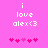Pixelated text 'i love alex<3' on bright pink background with two of pink heart icons, one animated to shift position