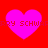 Four bright pink hearts on a solid red background with pixelated text overlay.
