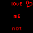 Red pixelated text and a heart symbol on black background, with identical left and right sides.