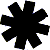 Static black starburst shape with eight rounded arms on white background, no visible text or additional elements.