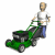 Animated contact sheet of a man mowing grass with a green lawnmower across eight frames showing subtle motion differences.