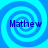 Four identical blue spiral patterns arranged in a with the text 'Mathew' overlaid on each spiral
