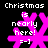 Pixelated pink snowflake with white text reading "Christmas is nearly here! =-]" on black background, four identical frames arranged in a