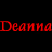 Three horizontal of the name 'Deanna' in distinct colors on a black background, with partial gray area visible at bottom right