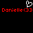 A black background displays two identical red pixelated text strings 'Danielle<33' with a white heart-shaped cursor icon above them.