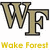 Pixelated icon with large stylized 'WF' letters in beige and black above yellow text reading 'Wake Forest'.