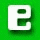 Green background with white 'E' letters and blurred circular shapes arranged in a pattern, showing animation progression from sharp to blurred states
