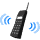 identical black mobile phones with blue and white signal waves on a gray background, showing animation changes in wave colors