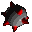 A spherical object with black top, gray body, and red spikes rotates through multiple angles against a light gray background.