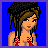 Pixelated character with dark dreadlocks and red bikini top against blue background, text reads YAY is HERE in red pixel font.