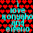 A static image with a repeating red heart pattern background and cyan text reading "I love Konyaho Konyaho and eipello" in two identical vertical