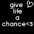 Pixelated text and symbols on black background with heart symbol above 'give life' and 'chance<3' below, showing animation change in the heart's outline.