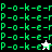 Green pixelated text 'P-o-k-e-r' repeated across four on black, white, and gray backgrounds with a cursor changing from white to black