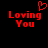 Red pixelated text 'Loving You' with a red heart symbol above the left side on black background.