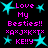 Black background with cyan star shapes and pink text reading "Love My Besties!! xA×J×K×T× KE!!Y" arranged in a pattern