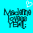 Pixelated text 'Madame Lovepop' on cyan background with white heart above left version; right version lacks the heart.